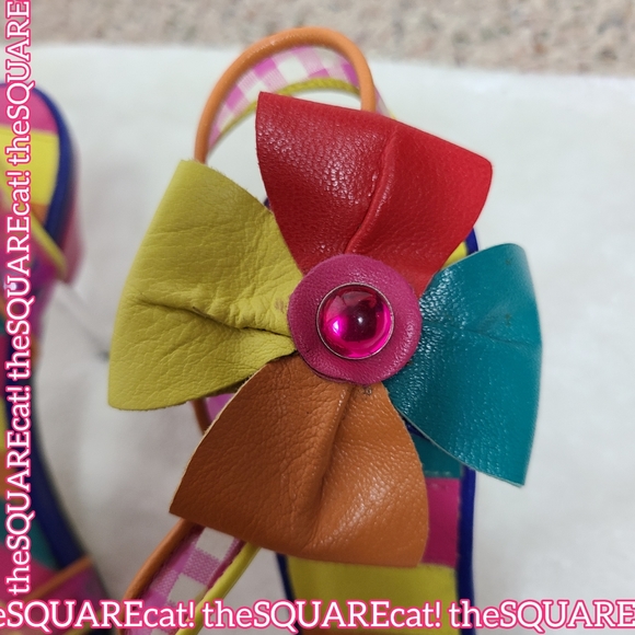 Betseyville π Rainbow jem flowers clear gingham straps lucite high heels y2k π - Picture 11 of 14